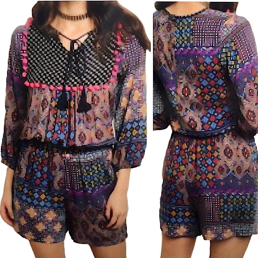 DENIMLAND Boho Romper Size Small